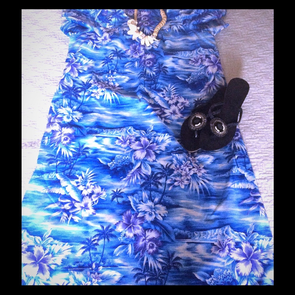 Vintage & Authentic Blue -Made In Hawaii -Ho Aloha Label‎ Dress